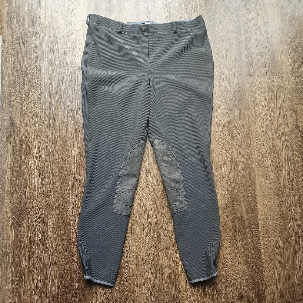 Womens Tuff Rider Ladies 34 Dark Charcol Rib Pull On Breeches Low Rise English